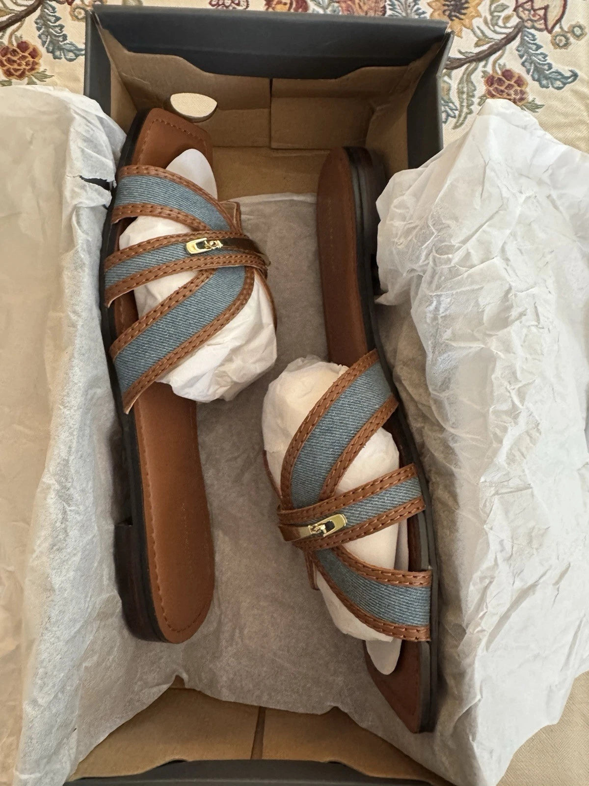 New Anne Taylor Size 8 Soft Denim Blue Slides style# 837841