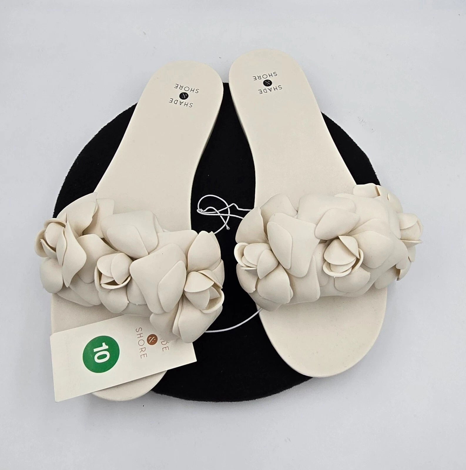 Shade & Shore Floral Slide on Women's Sandals Cream Jelly Style Size 10 - New