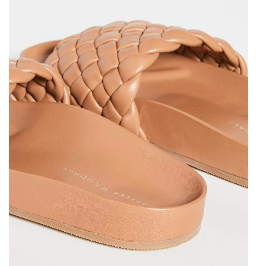 LOFFLER RANDALL Braided Soft Leather Slide Sandals Sonnie, Sz 8B, New In Box