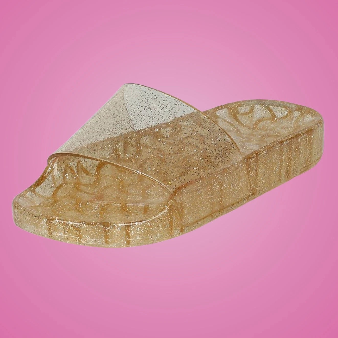 New Gold Glitter Sparkle Vintage Style Slides Sandals Size 6