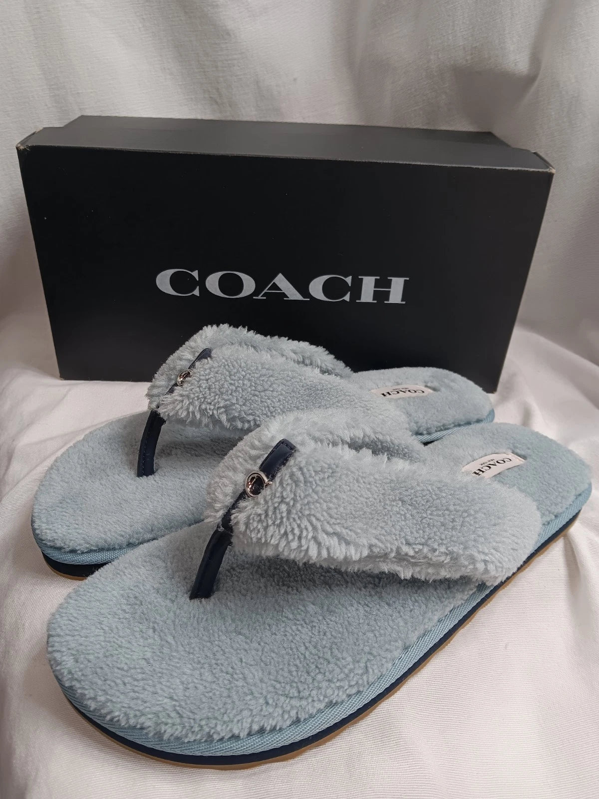 Coach Hampton Flip Flops Sandals 10 B Lt. Blue