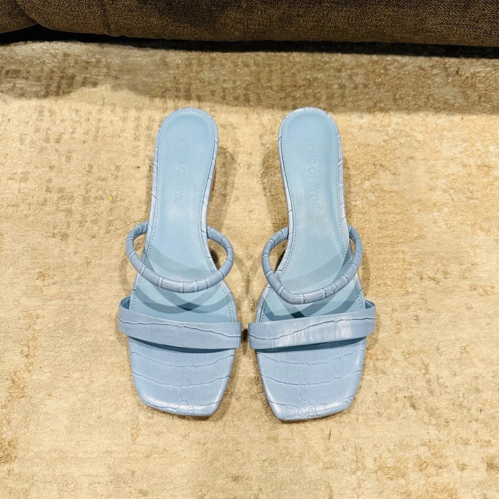 Song of Style fia sandal in Blue printed slide wedge sandal woman’s 10