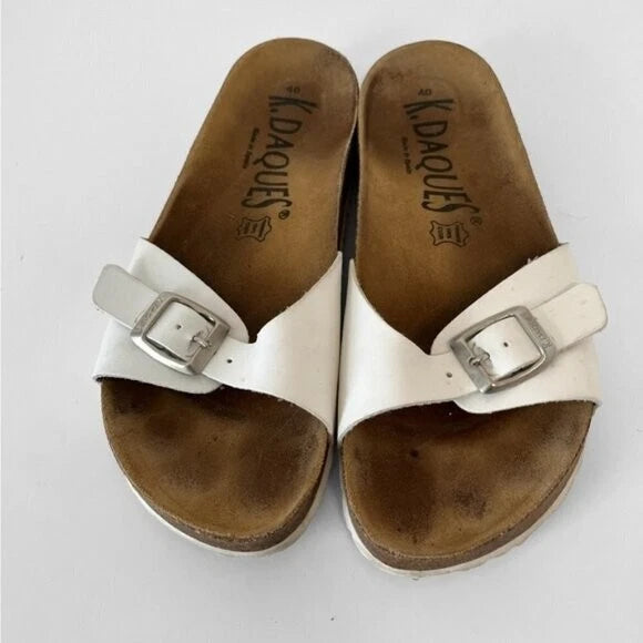 K. Daques “Madrid” Style Sandals in White Leather Size 40