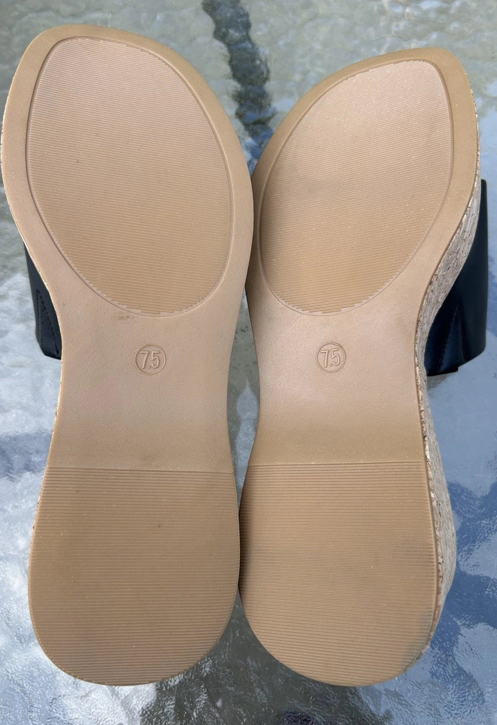 Steve Madden Women’s 7.5 Black Leather Chippy Platform Y2K Style Wedge Shoes