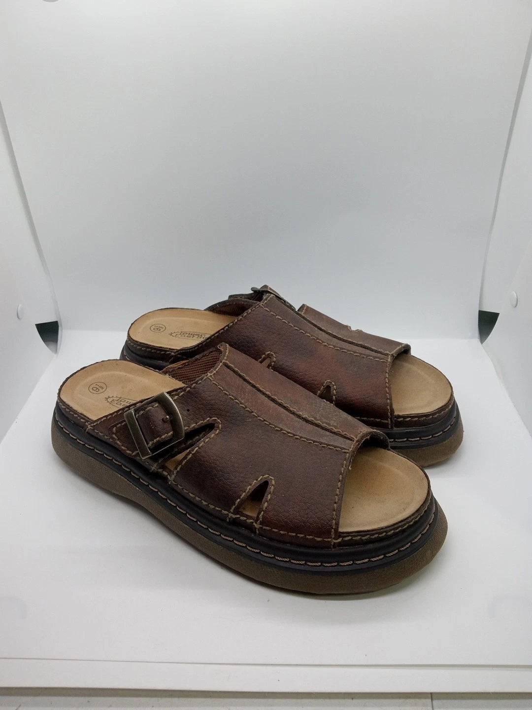 Lower East Side Women's Size 9.5 90's/Y2K-Style Chunky Slide Sandals Brown
