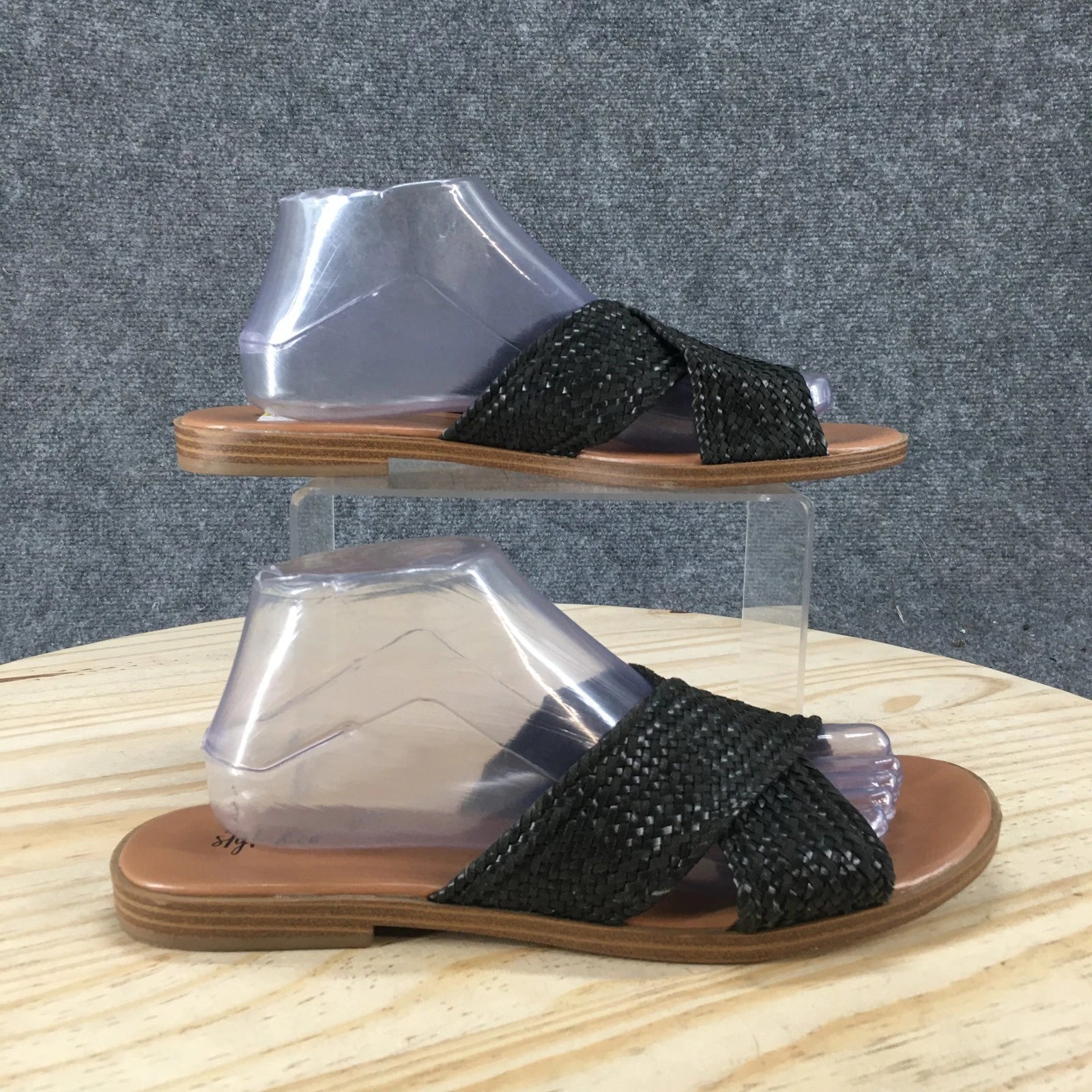 Style & Co. Sandals Womens 9.5 Shannonnp Slip On Slides Black Faux Leather NEW