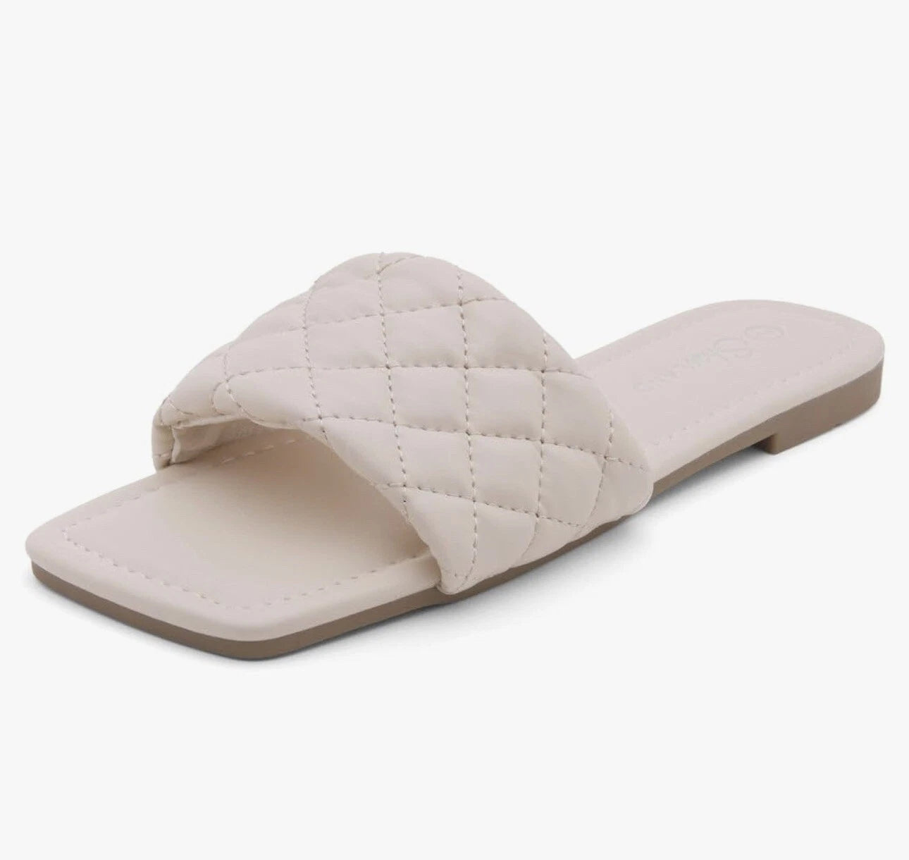 Shoe Land Women’s Flat Sandals Fashion Slides Square Open Toe Quilted Single ban