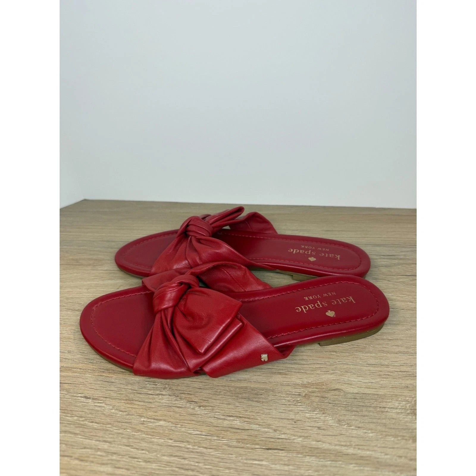 Kate Spade Bow Leather Slide Sandals Women’s Size 7 Red Slip On
