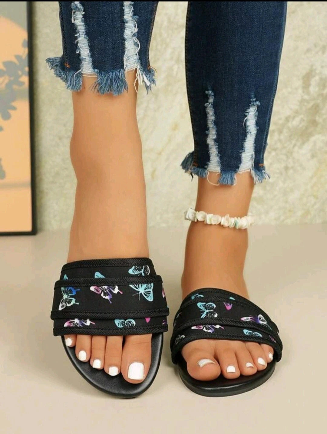 Womens Fashion Butterfly Slides Shoes