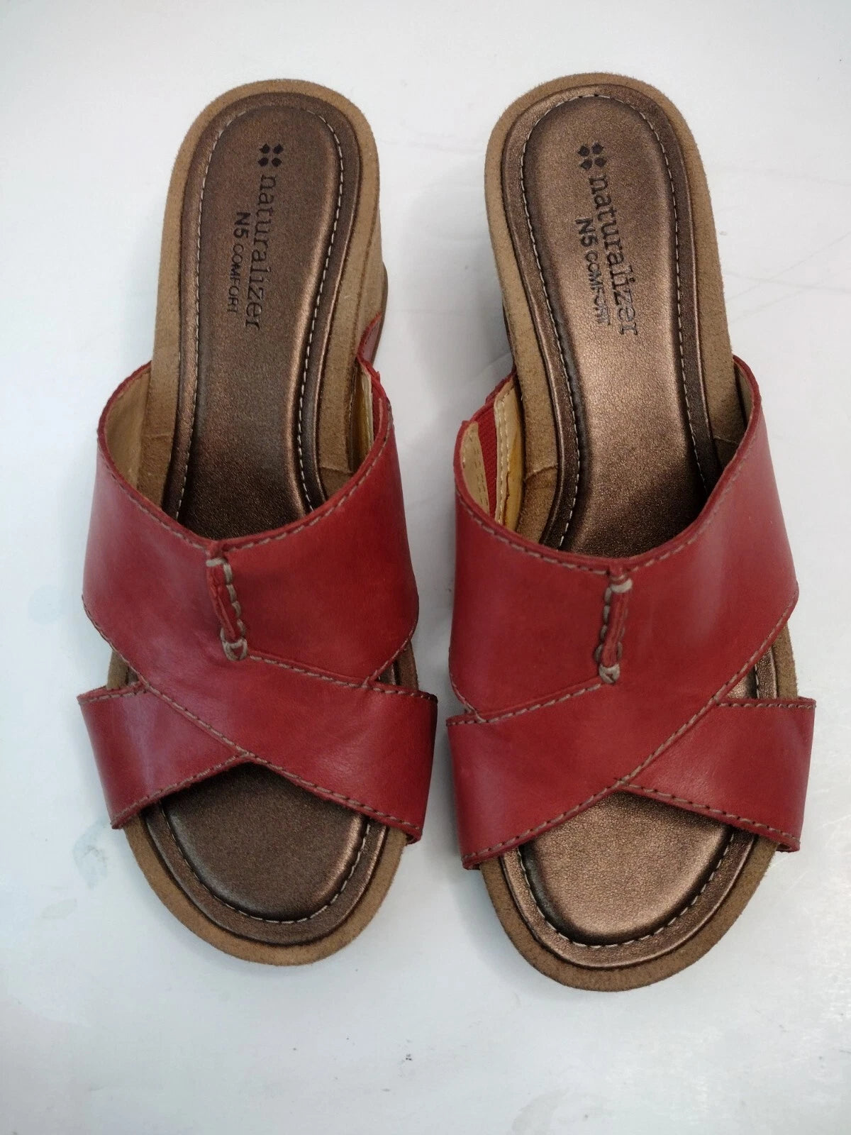Naturalizer Pengo Style Cognac Color Slide Wedge Sandals.