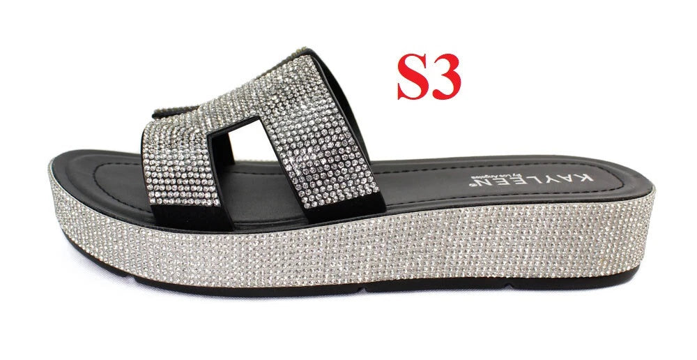 KARAUSA Fashion Bling Rhinestone  2 Buckles Sandal Slides, 2x$30, KARAUSA store