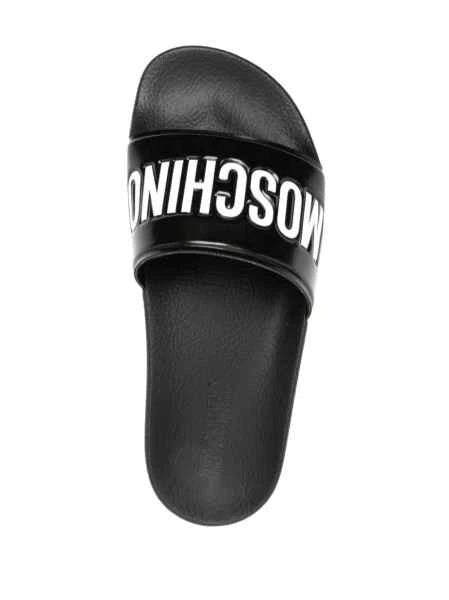 Moschino women's Logo Rubber Flat Slide Sandals - size 35 / US 5 - Black