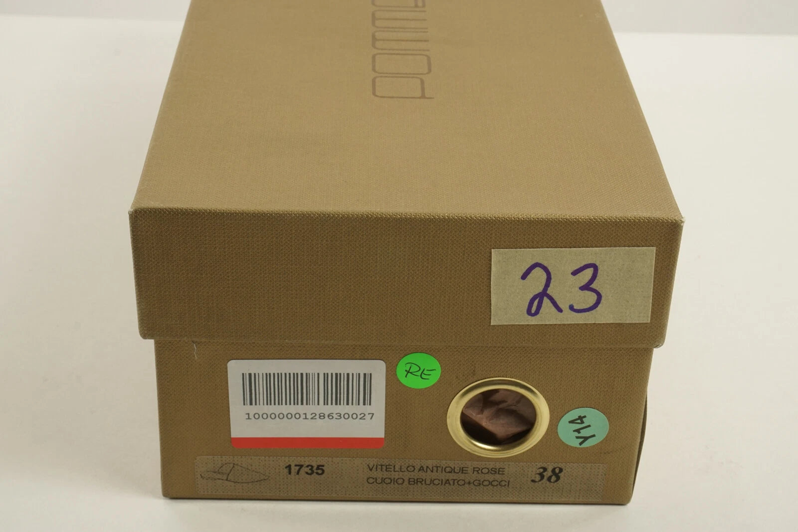 New 270$ Pomme D'or Size 38 Antique Rose Italian Leather Point Toe Slide Sandals