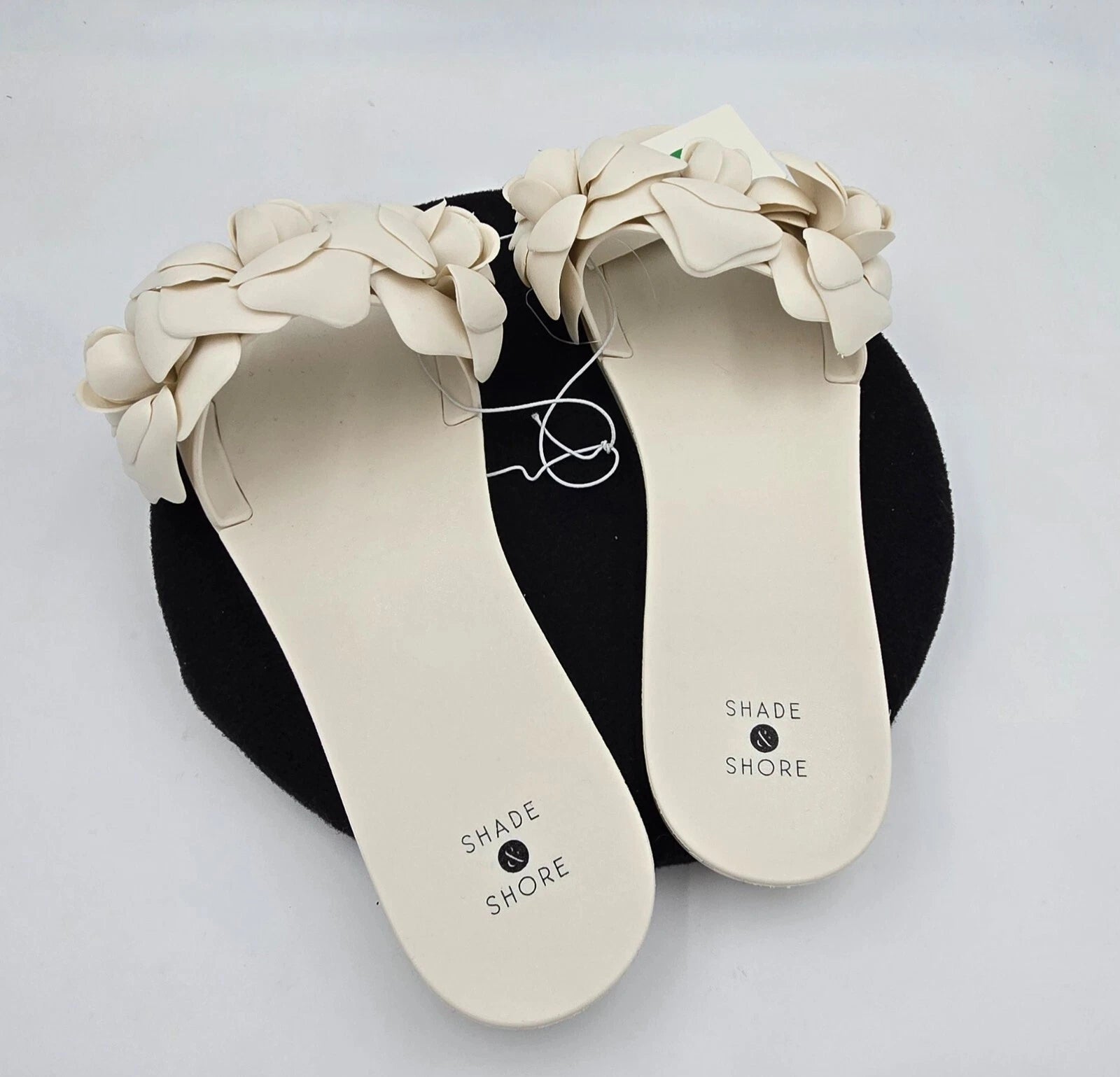 Shade & Shore Floral Slide on Women's Sandals Cream Jelly Style Size 10 - New