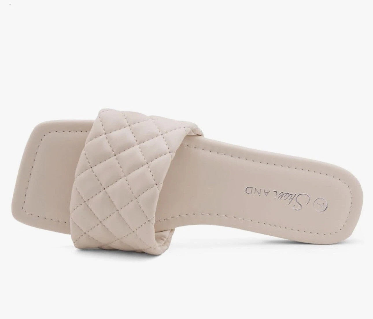 Shoe Land Women’s Flat Sandals Fashion Slides Square Open Toe Quilted Single ban