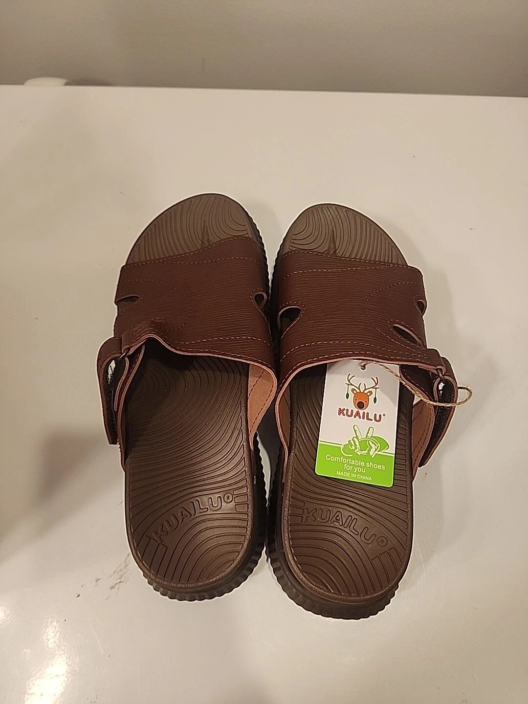 KUAILU Womens Fashion Orthotic Slides Sandals US 8 Arch Support Brown