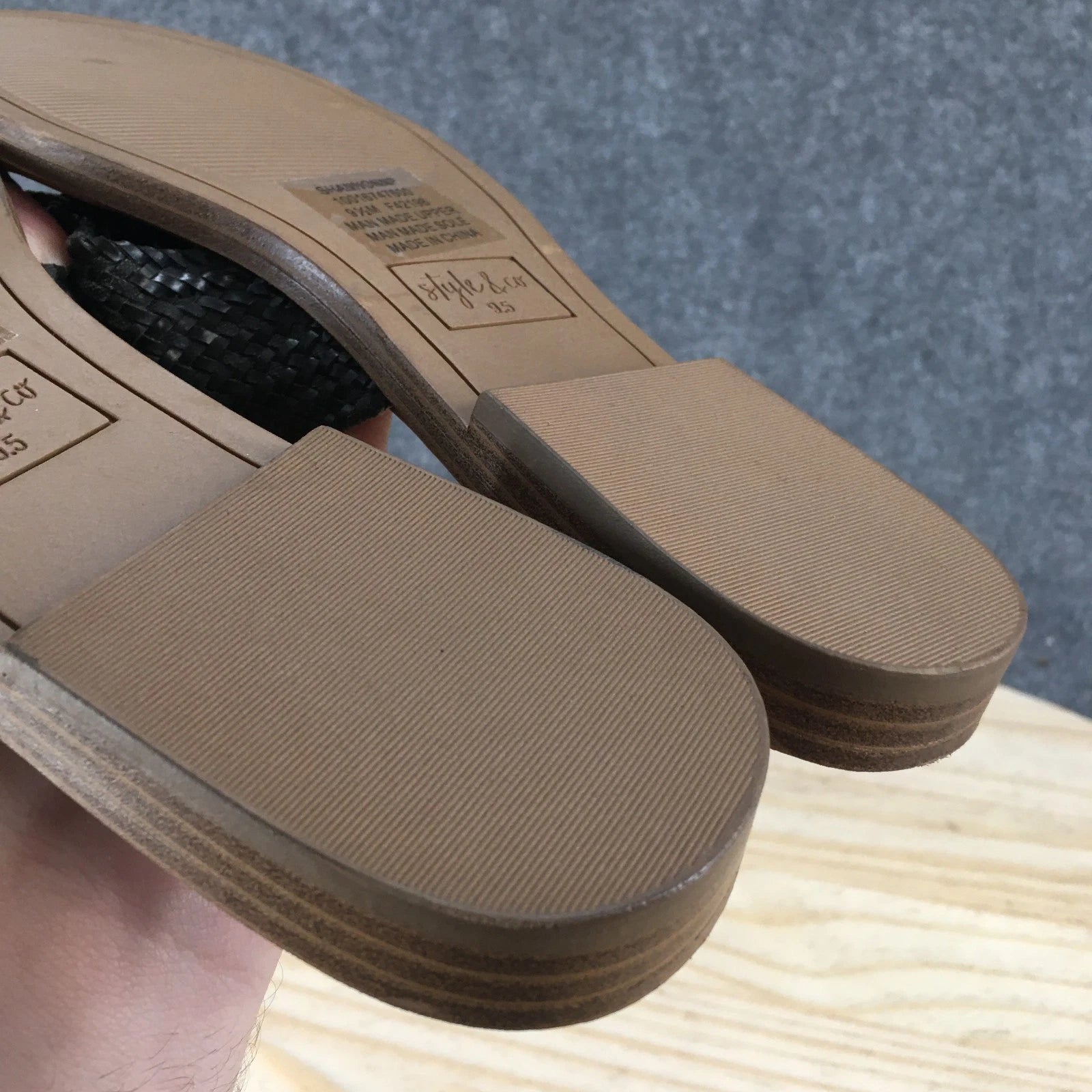 Style & Co. Sandals Womens 9.5 Shannonnp Slip On Slides Black Faux Leather NEW