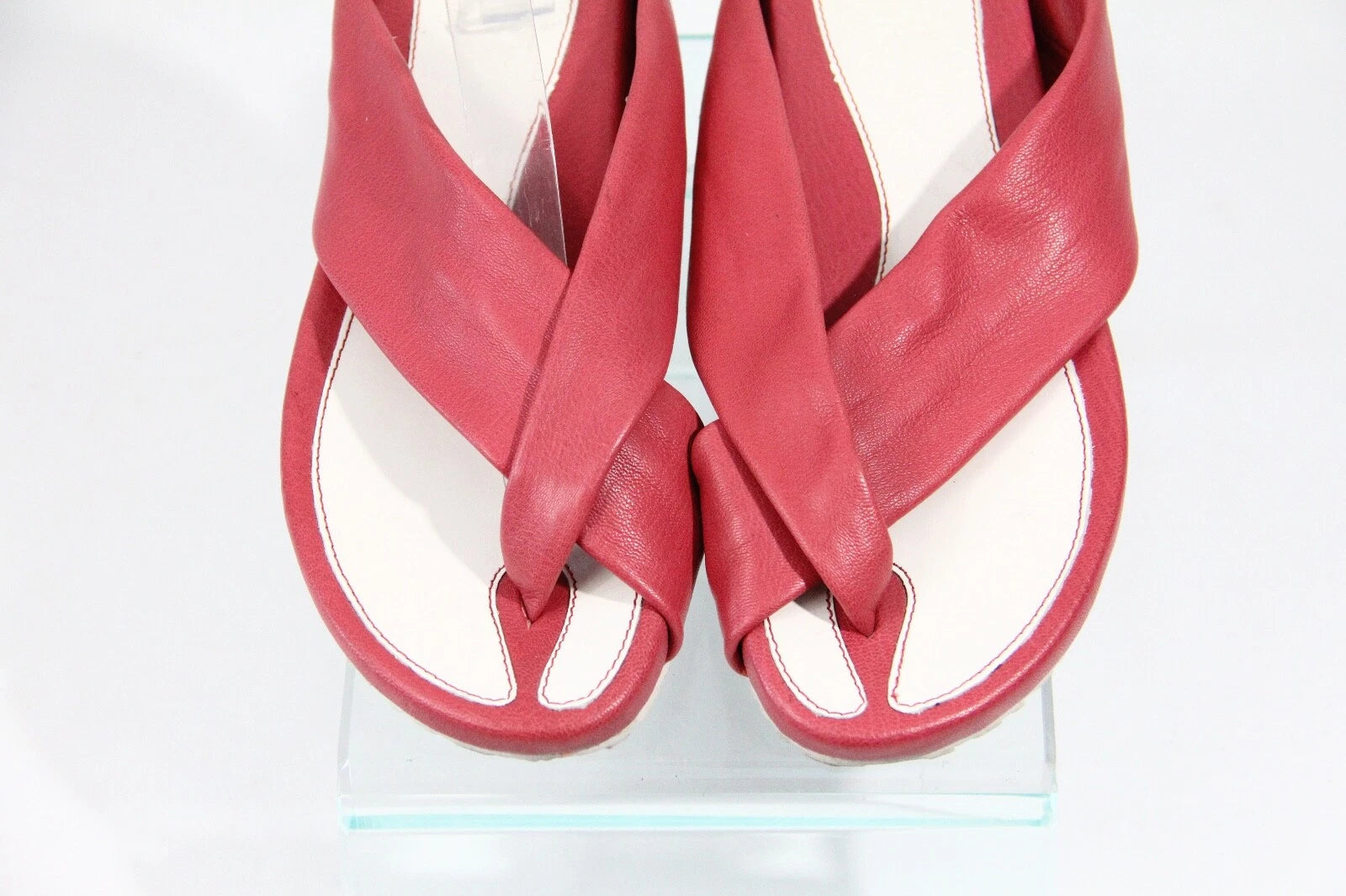 Women Flat Leather Sandals Flip Flop sz 8 Slide unique modern style J Shoes