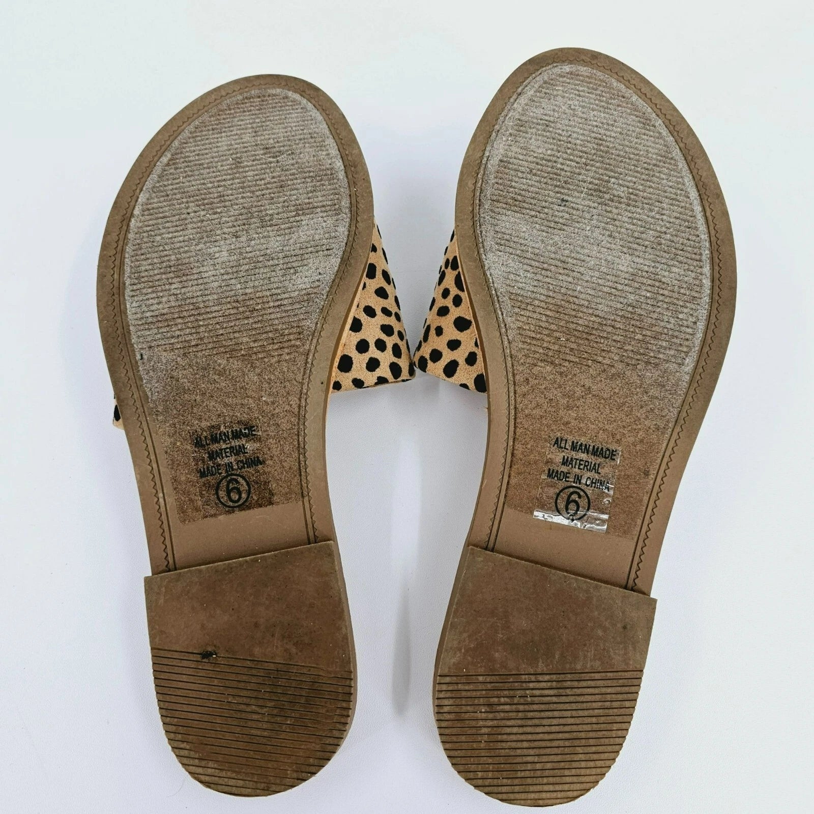 Soda Efron Cheetah Print Slide Sandals 6 Brown Black Tan Faux Suede Fabric Flats