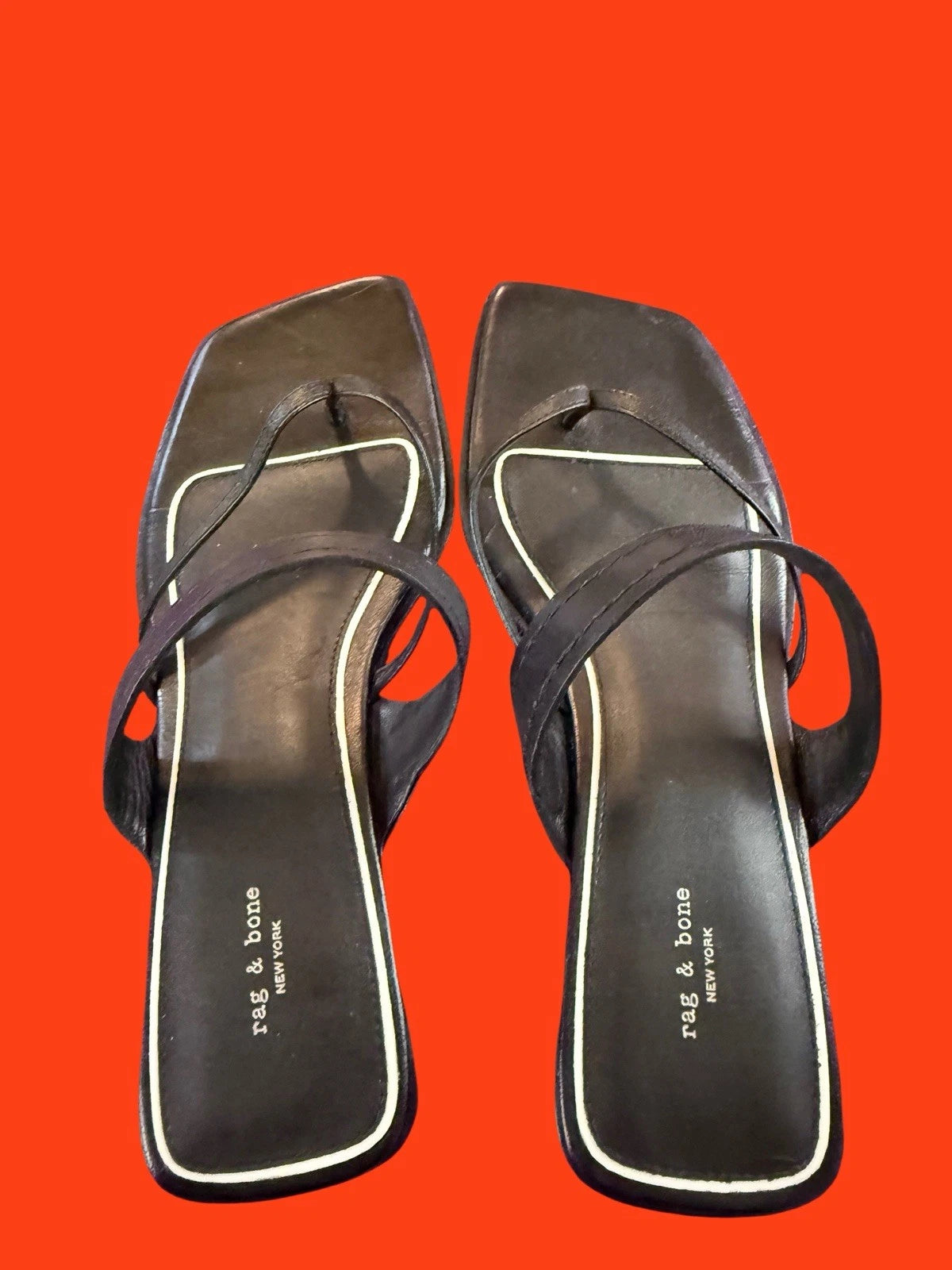 Rag & Bone Colt Sandals Slides Black -White  Thongs Shoes Sz 37.5 US 7