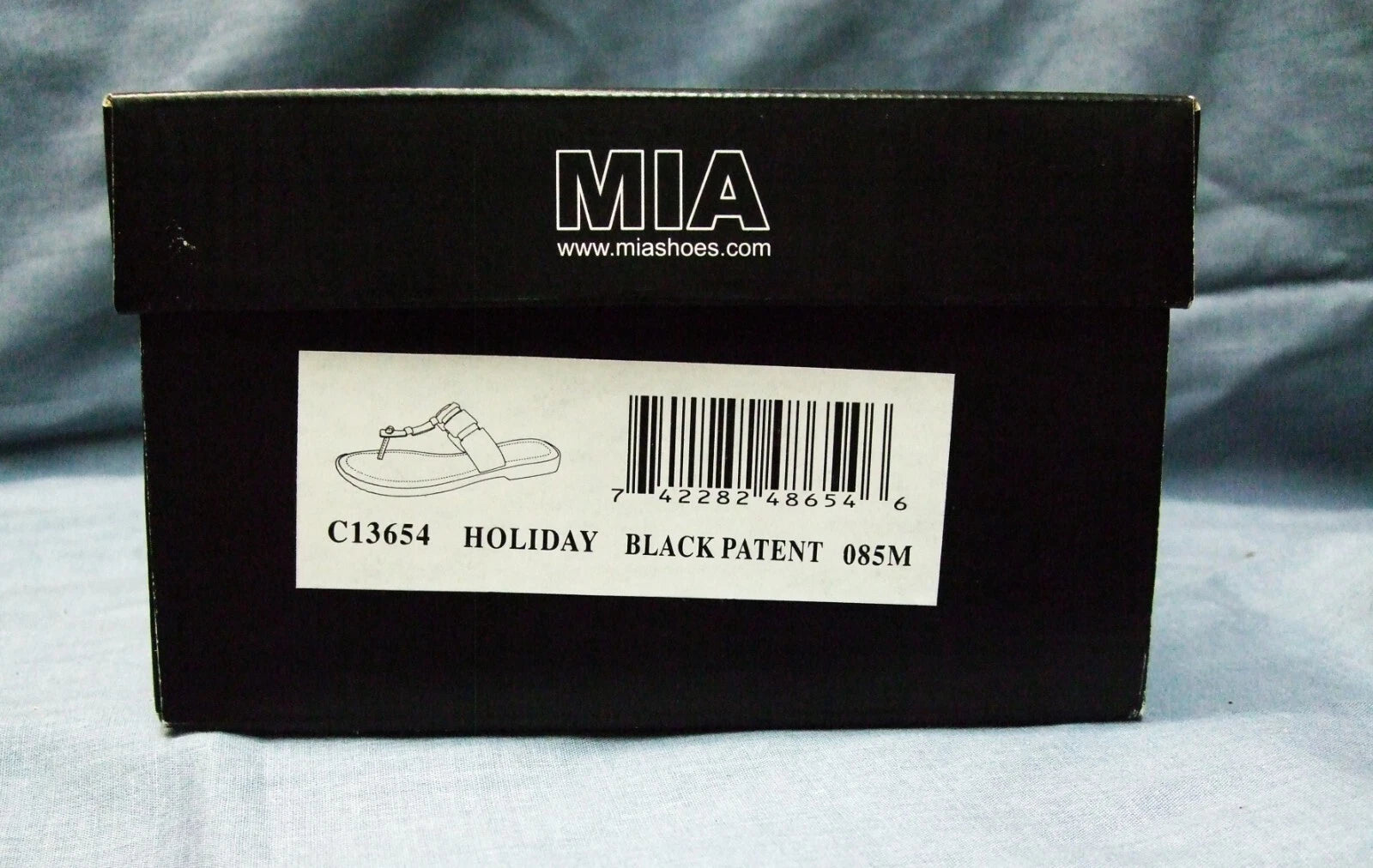 MIA Women's Black Patent Leather Thong Fashion Slides 8.5M New in Box