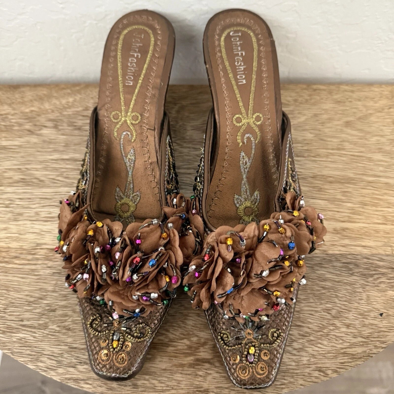 John Fashion Sequin Slide Dress Shoes Size 8