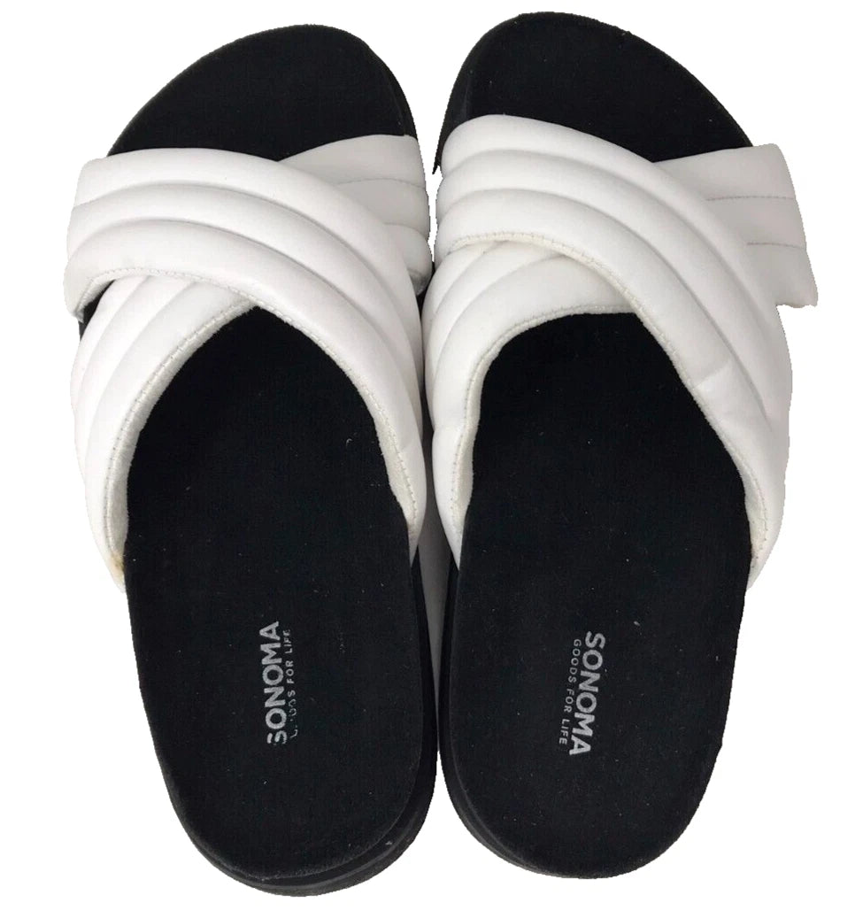Sonoma Women's Fusilli Platform Slip On Comfort Slides Sandals Wht Size:6 200R