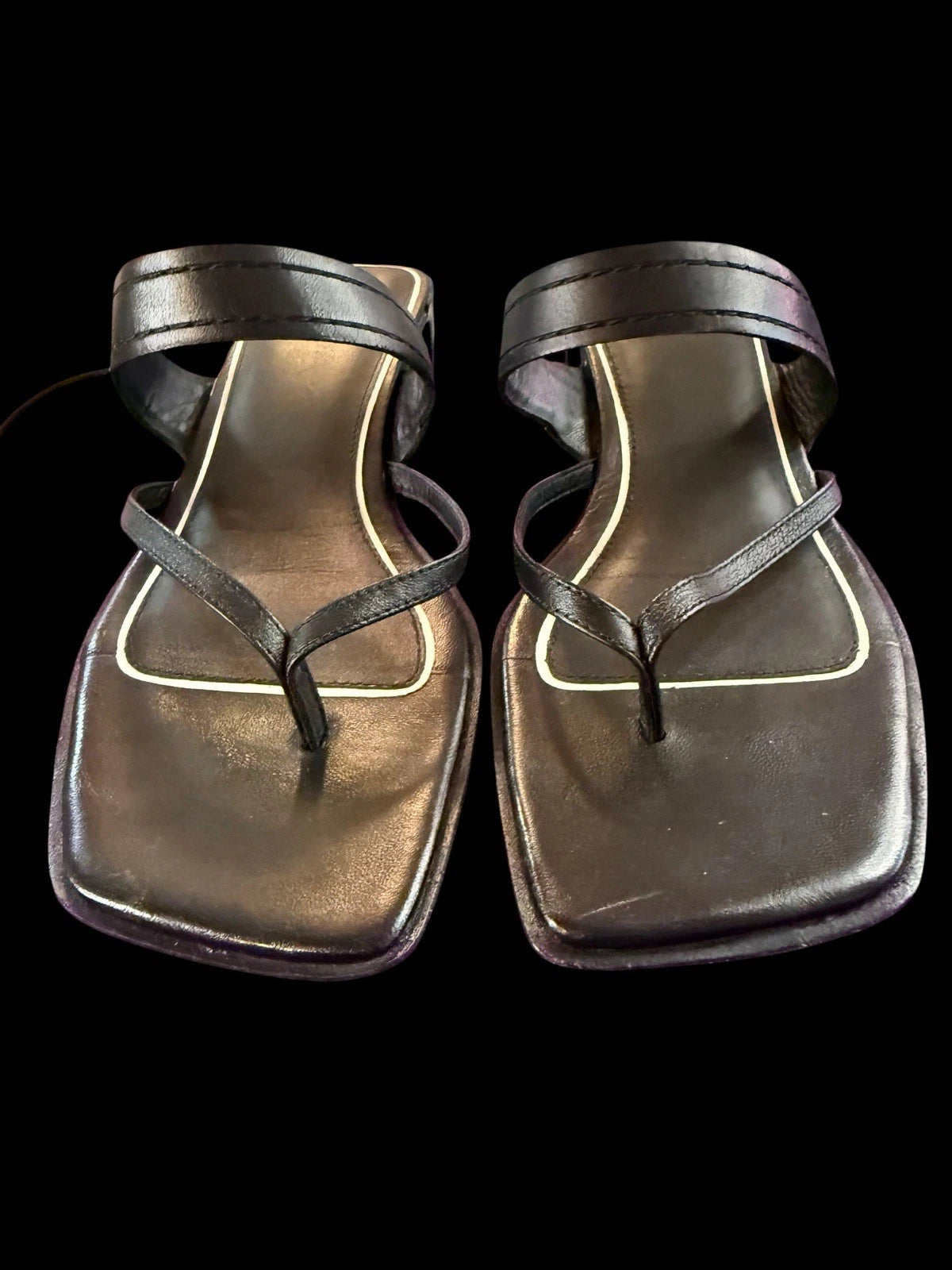 Rag & Bone Colt Sandals Slides Black -White  Thongs Shoes Sz 37.5 US 7