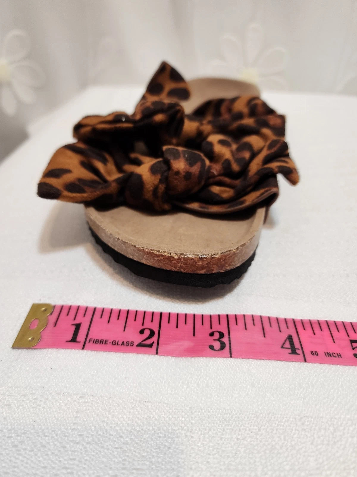 Women Size 9 Brown Sandals Bowknot Cork Leopard Cheetah Spring Summer Fashion