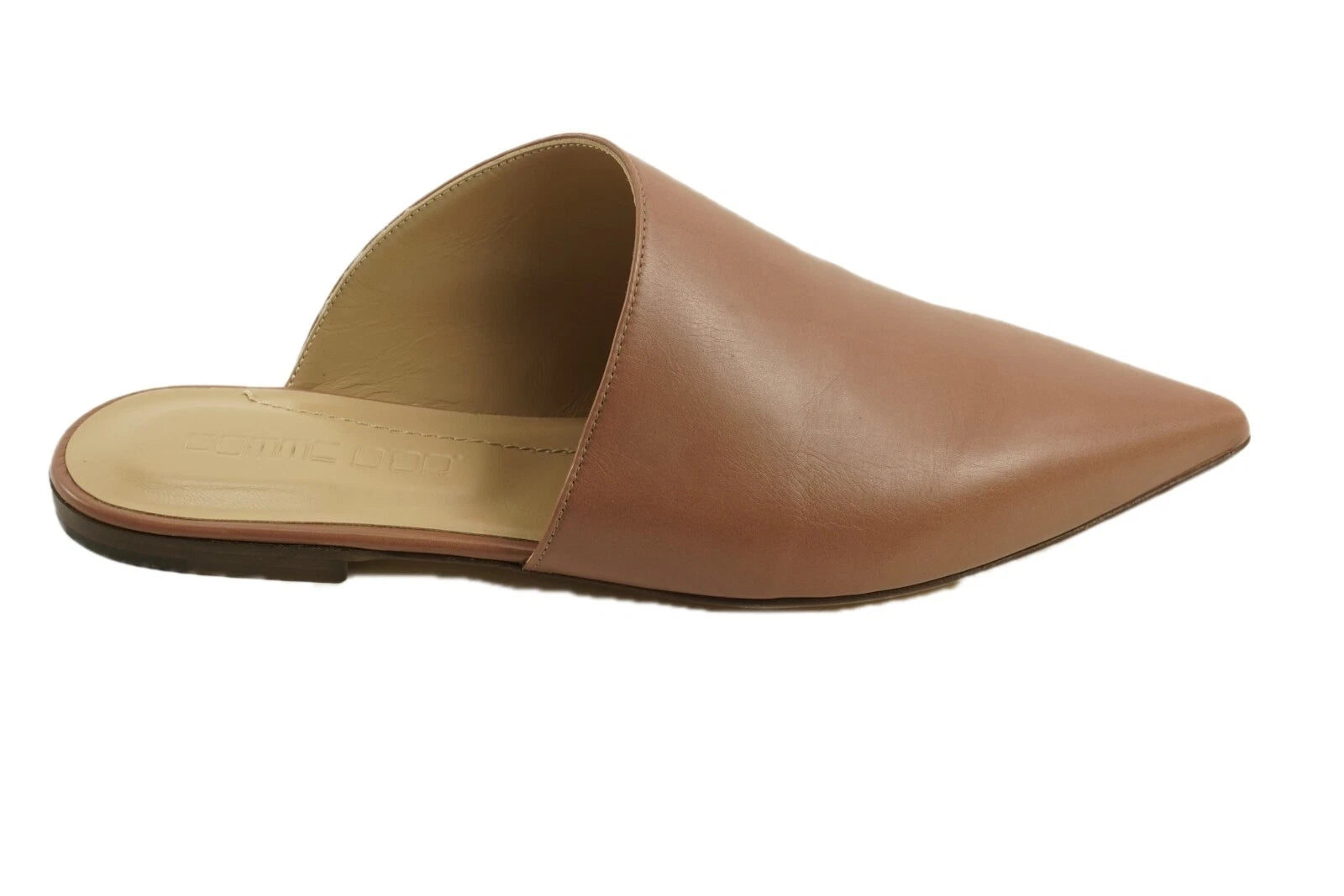 New 270$ Pomme D'or Size 38 Antique Rose Italian Leather Point Toe Slide Sandals