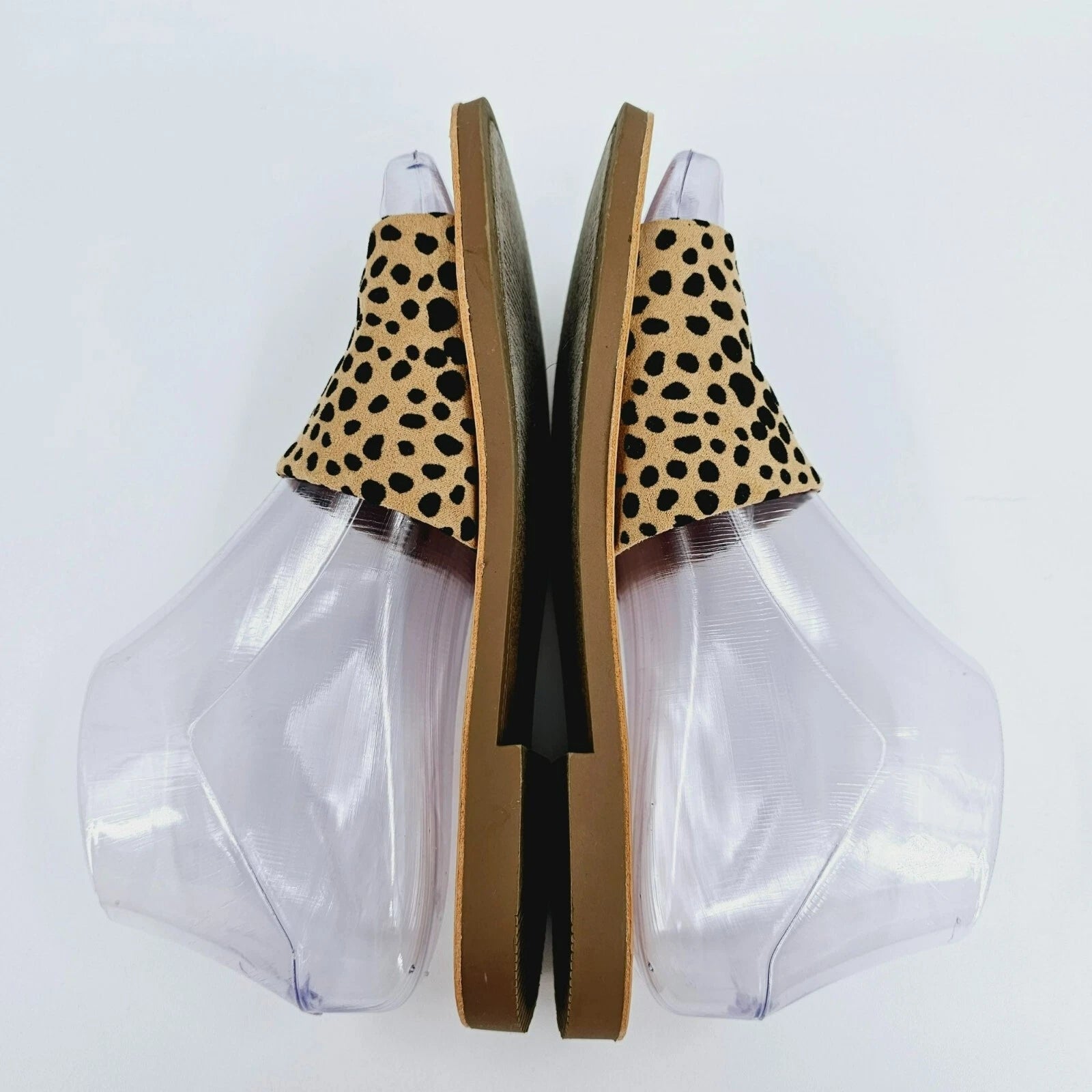 Soda Efron Cheetah Print Slide Sandals 6 Brown Black Tan Faux Suede Fabric Flats