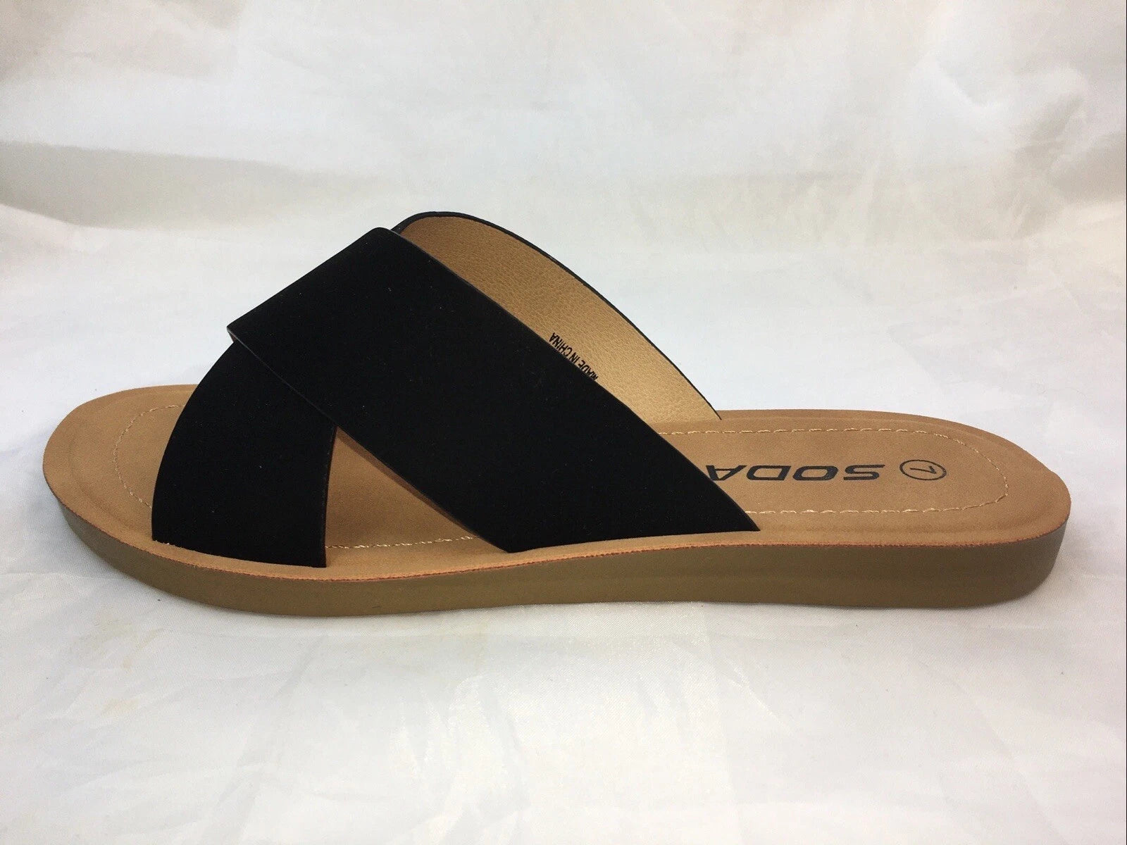 SODA-REFLECT-S NUBUCK PU X BANDS Flat Slide CASUAL Fashion Women Sandal Slip On