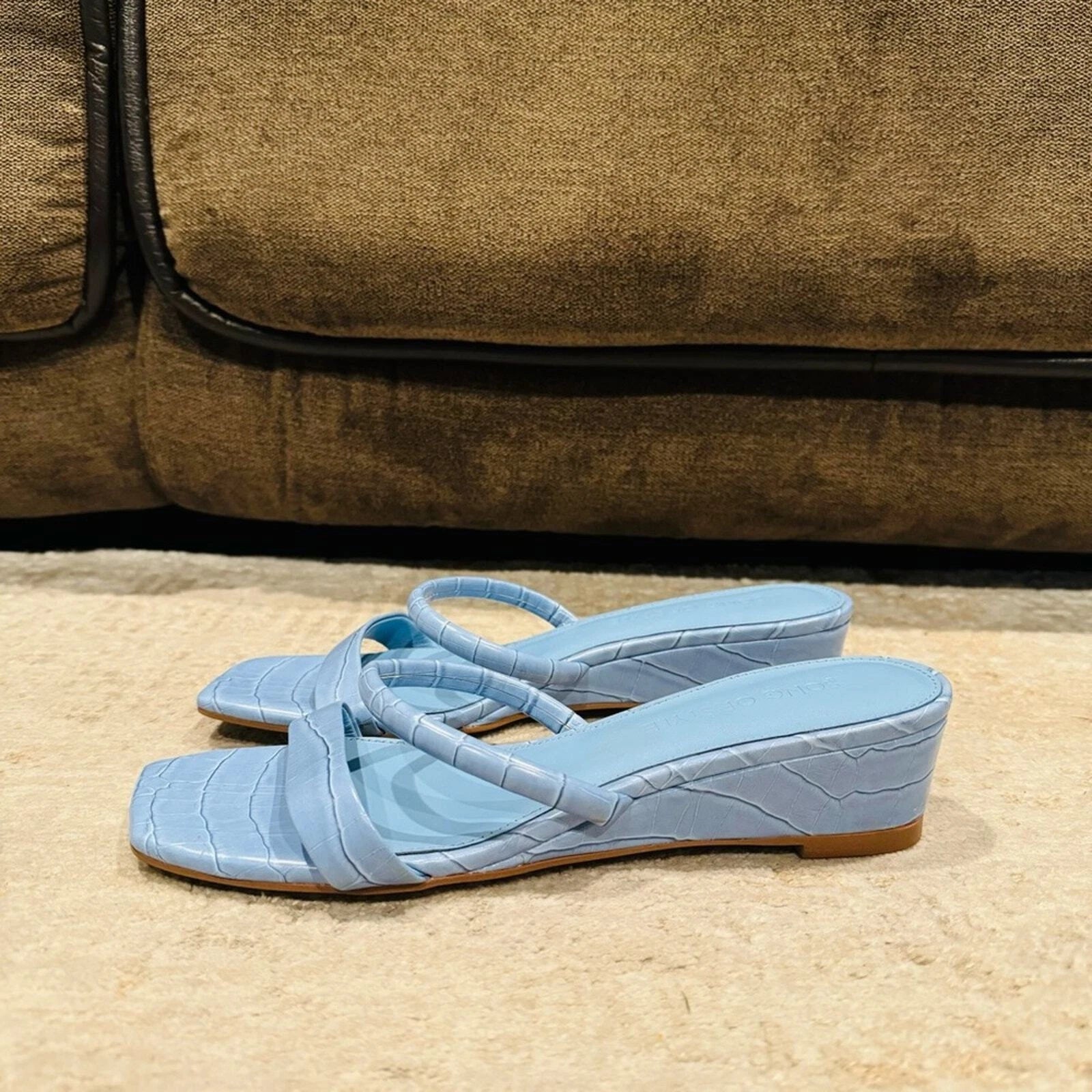 Song of Style fia sandal in Blue printed slide wedge sandal woman’s 10