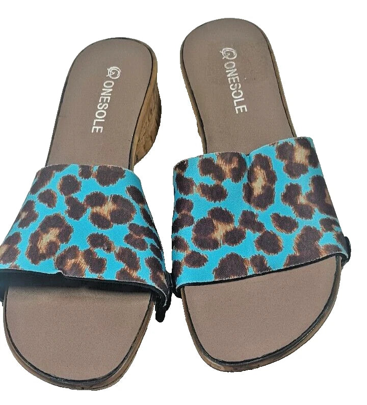 Onesole Quick Change Interchangeable Soft Step Cork Wedge Heels Shoe Sz 8