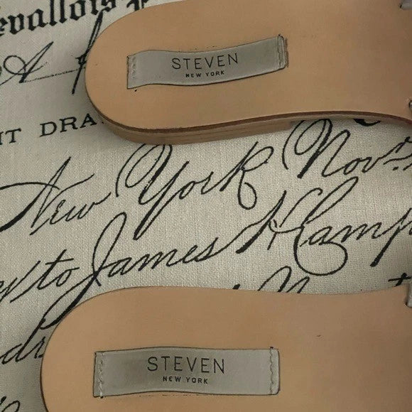 STEVE MADDEN STEVE Greece White Leather Slide Sandals H Oran Style Slip On Sz 11