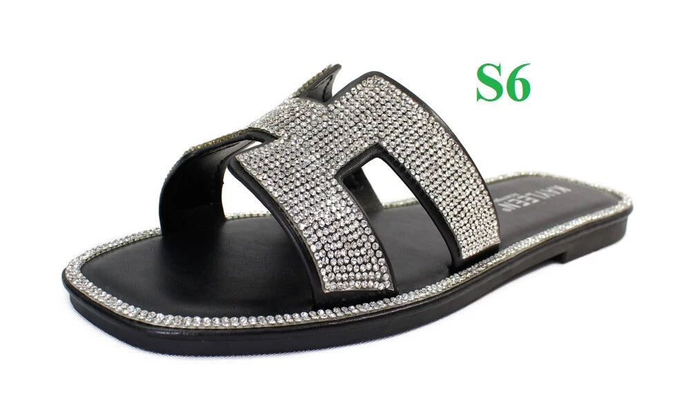 KARAUSA Fashion Bling Rhinestone  2 Buckles Sandal Slides, 2x$30, KARAUSA store