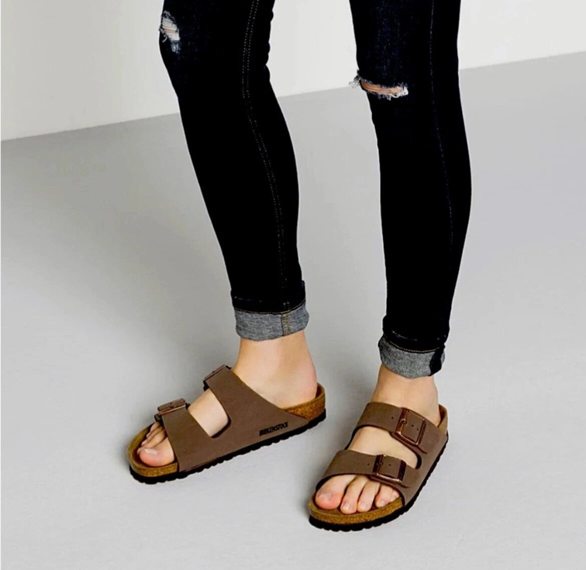 Birkenstock Arizona Mocha Birko-Flor Comfort Sandals women's narrow fit mocca...