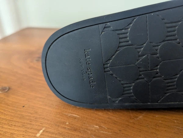 Kate Spade Olympia Slip On Logo Sandal Slides In navy blue Size 9B