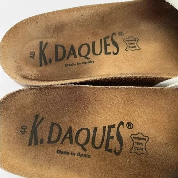 K. Daques “Madrid” Style Sandals in White Leather Size 40