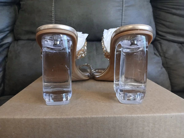 Sandal Heels Womens Slides BLING SPARKLE FASHION Heels NEW EU 42 USA 10 #1075