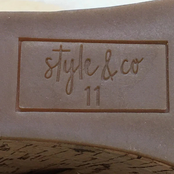 Style & Co. Sandals Womens 11 M Daliaa Wedge Slides Beige Faux Leather Cork NEW