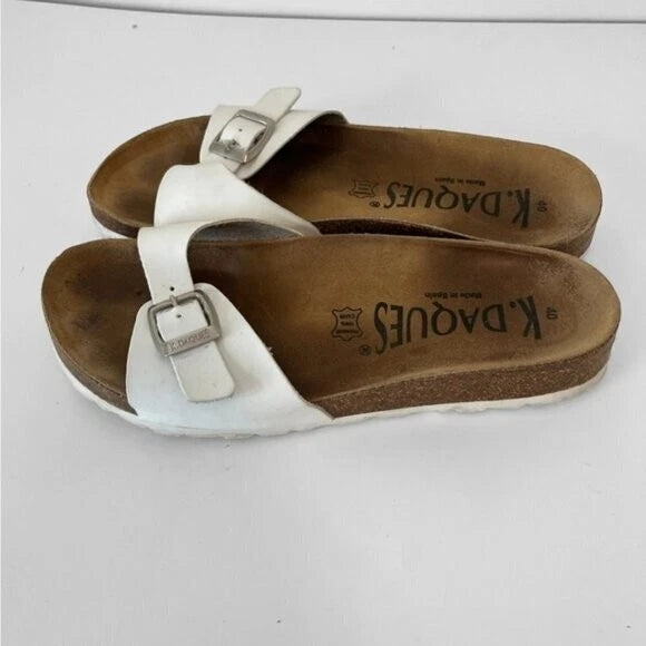 K. Daques “Madrid” Style Sandals in White Leather Size 40