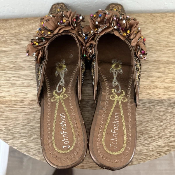 John Fashion Sequin Slide Dress Shoes Size 8