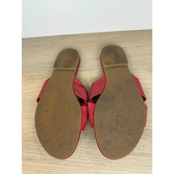 Kate Spade Bow Leather Slide Sandals Women’s Size 7 Red Slip On