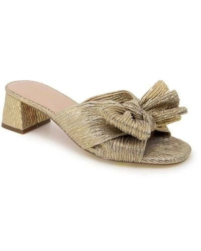 Kensie Urson Gold Foil Fabric Bow Block 2-inch Heeled Sandals Size 8 NEW Retro