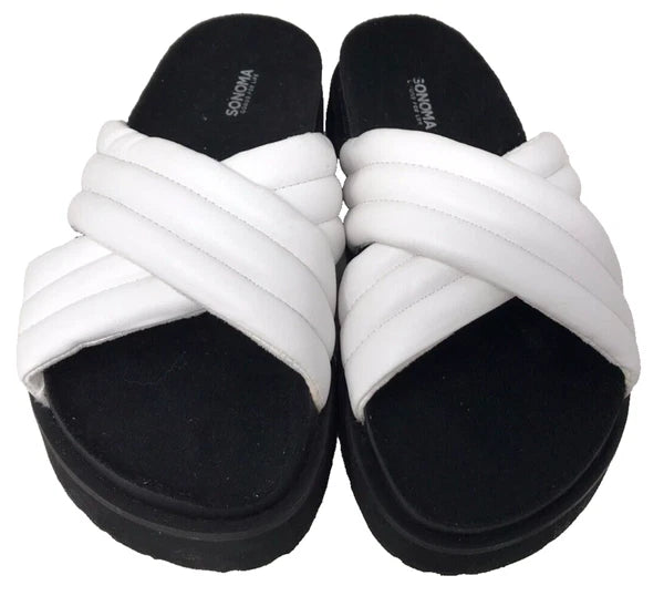 Sonoma Women's Fusilli Platform Slip On Comfort Slides Sandals Wht Size:8.5 200R