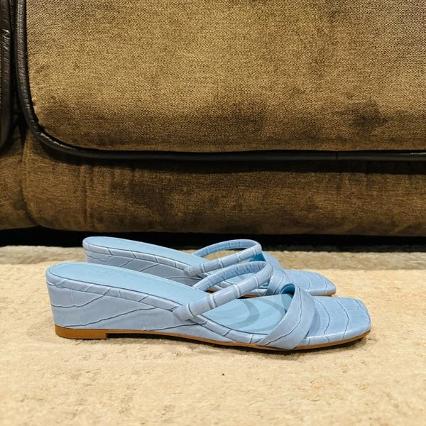 Song of Style fia sandal in Blue printed slide wedge sandal woman’s 10