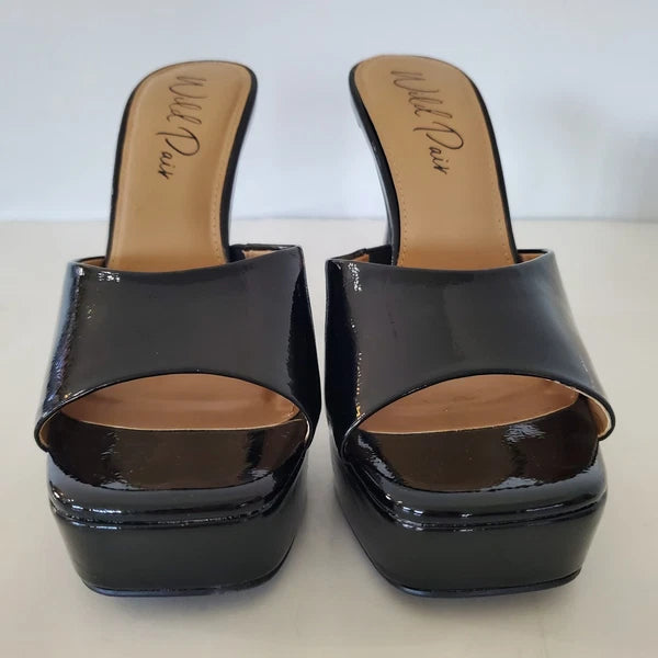 WILD PAIR 8.5 Rajaah 1" Platform 4 4/8" Flared Heel Slide Sandals Open Toe Sexy