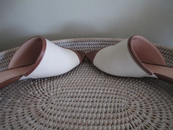 J CREW Canvas with Leather Slide Sandal in Natural SZ 8.5M Style AW069 EUC