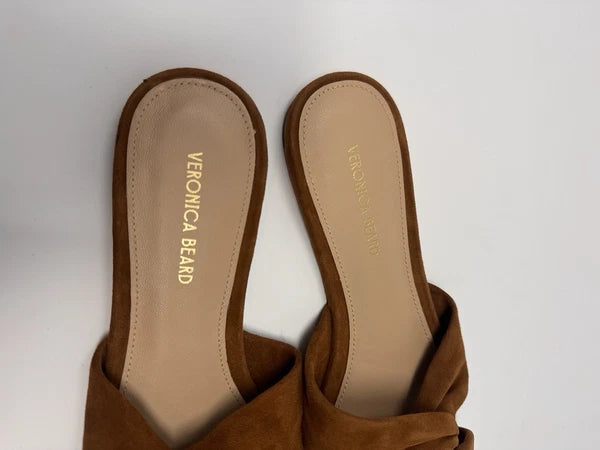 Veronica Beard Seraphina Twisted Slide Sandals Caramel Suede Women’s Size 6M